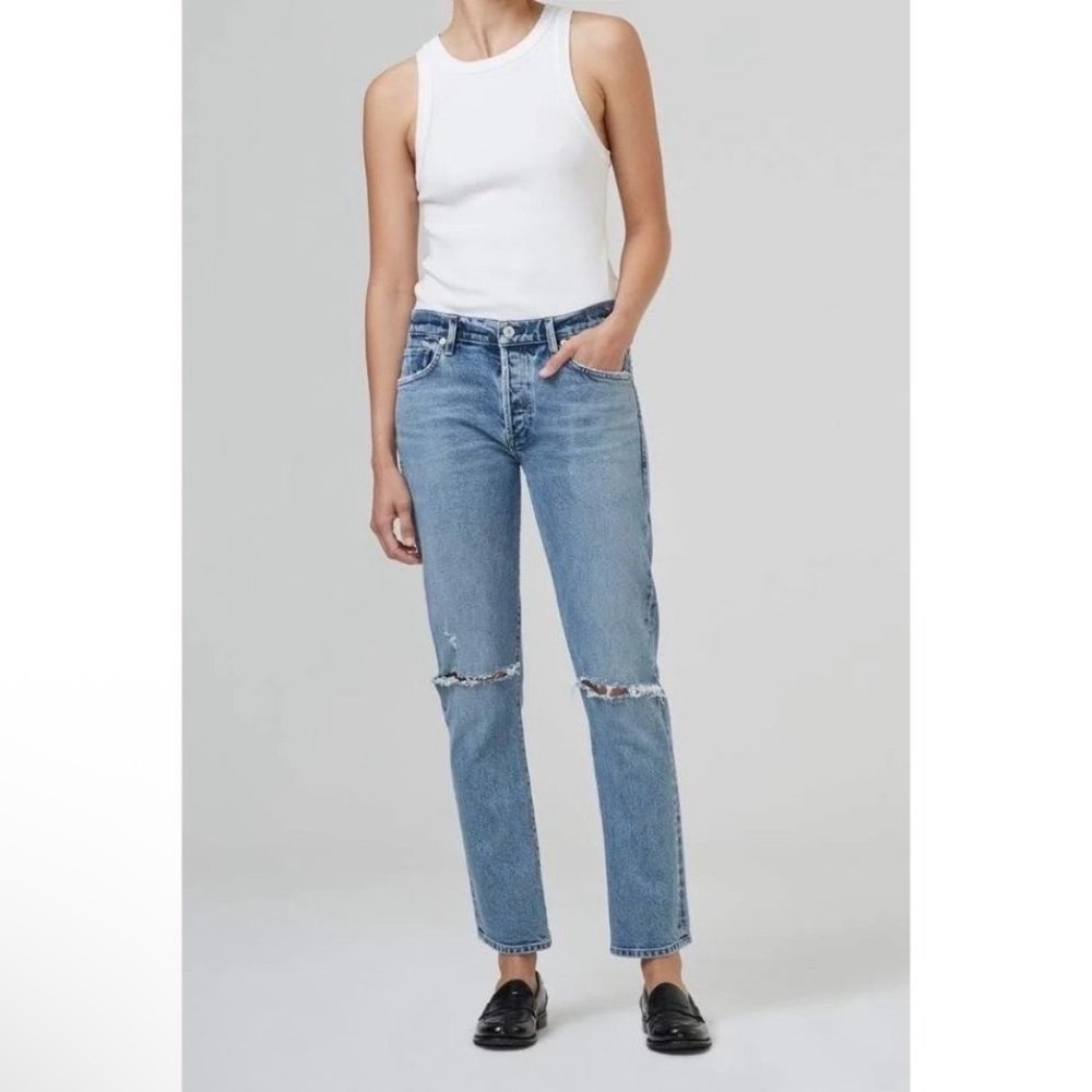 Citizens of Humanity Emerson Jeans 31 distressed straight leg ankle button‎ fly